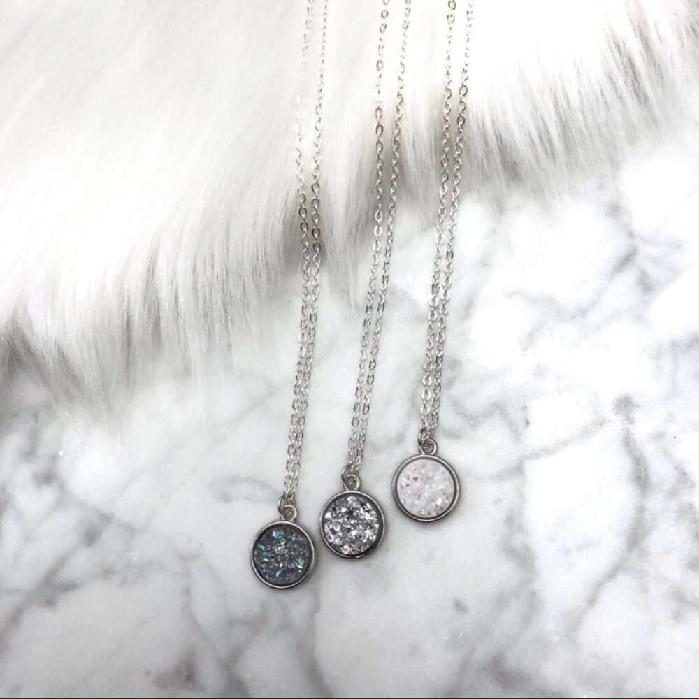SOLD OUT - Silver Druzy Necklaces - Picture 3 of 6